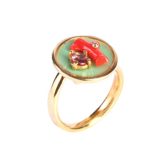 Anello tondo verde Color