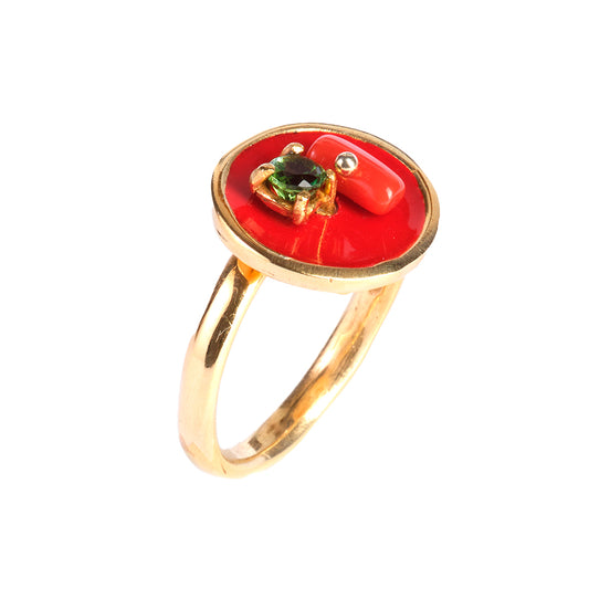 Anello tondo rosso Color