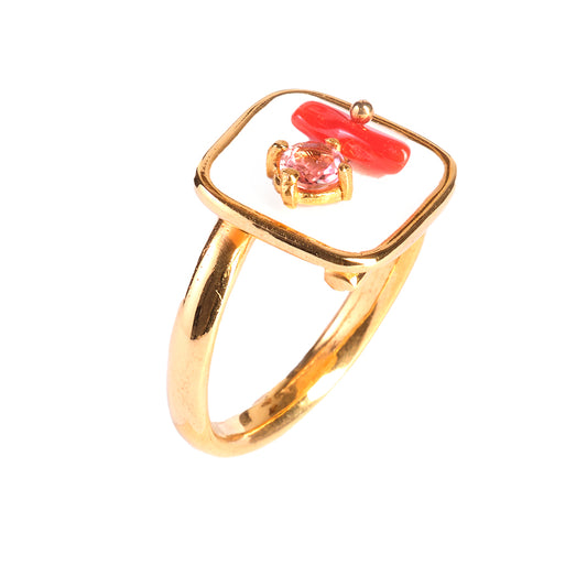 Anello quadrato bianco Color