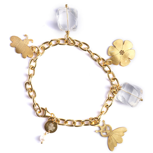 Bracciale Api e Fiori con Ciondoli di Cristallo
