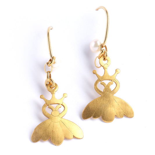 Orecchini pendenti Ape Regina e Perle