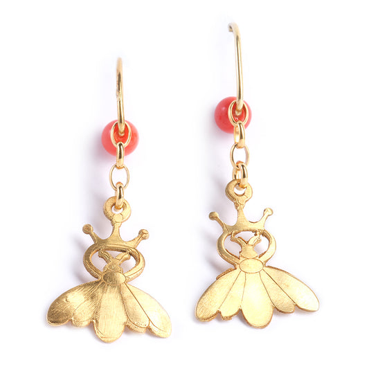 Orecchini pendenti Ape Regina e Corallo