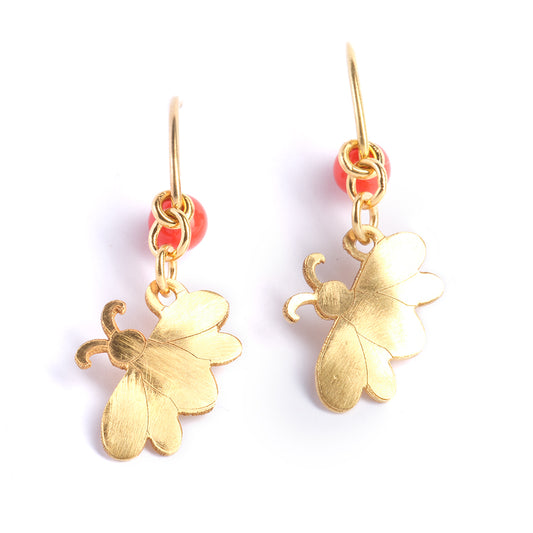 Orecchini pendenti Ape e Corallo