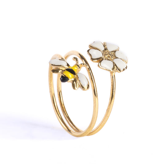 Anello double ape e fiore