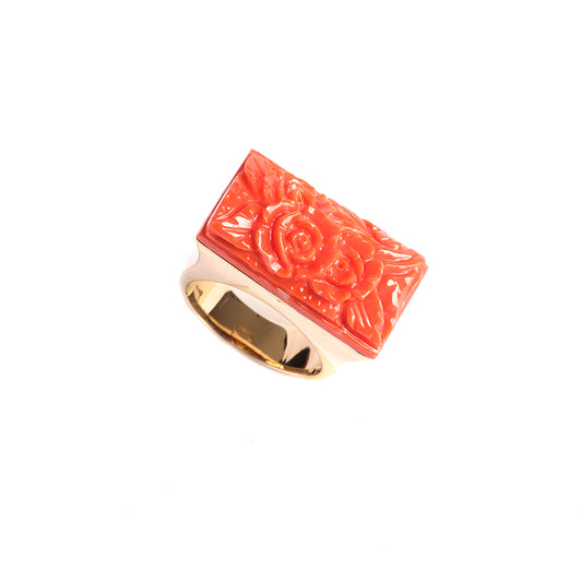 Anello Baguette Living Coral