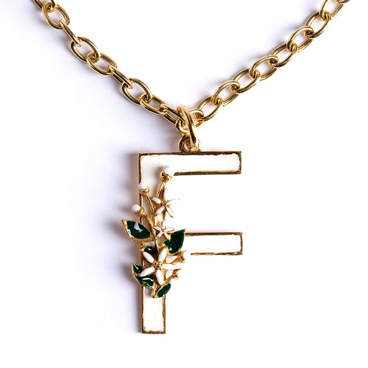 Ciondolo Lettera F con Zagara Bloom