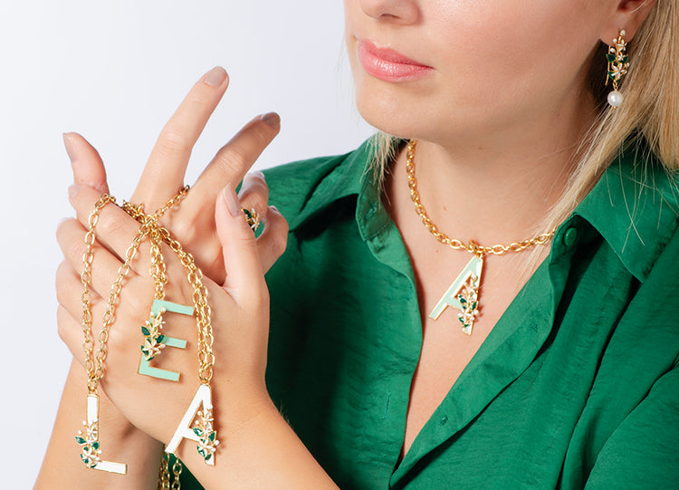 Letter M Pendant with Orange Blossom Bloom