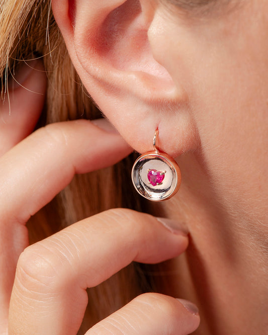 Orecchini Cuore Rubino Concavi