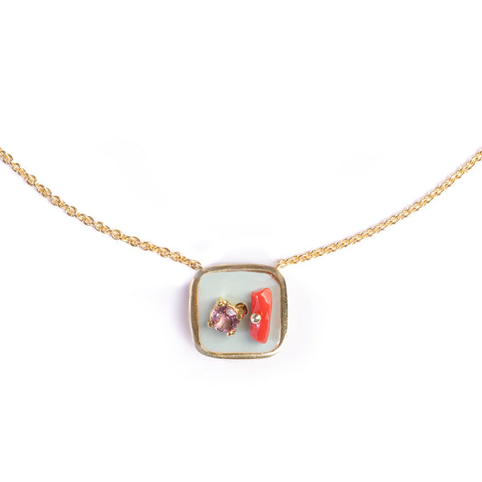 Color light blue square crew neck