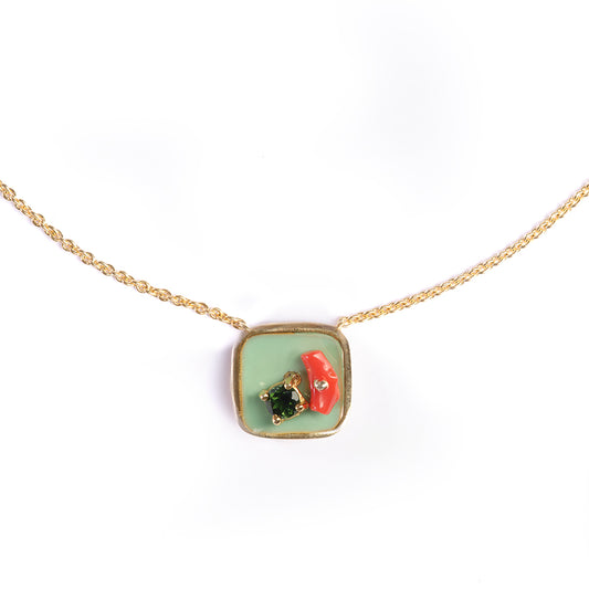 Green square crew neck Color