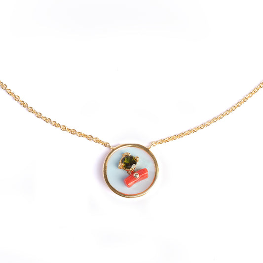 Round neckline, light blue colour