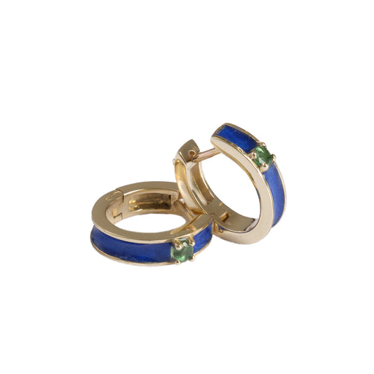 Light Blue Earring with Green Emerald Circle