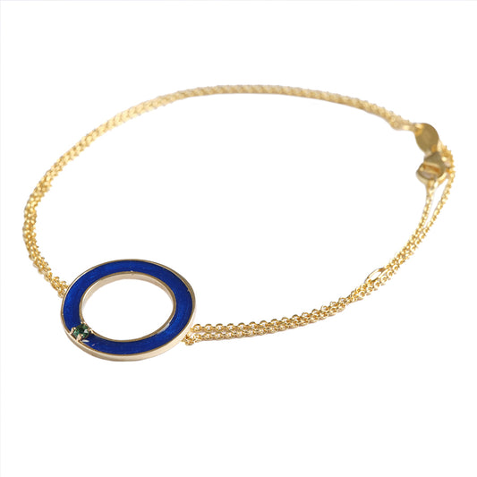 Bracciale Azzurro con Smeraldo Verde Cerchio