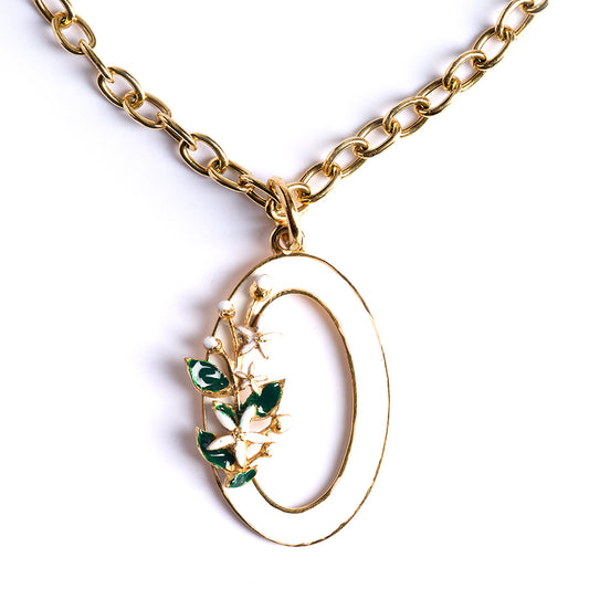 Letter O pendant with Orange Blossom