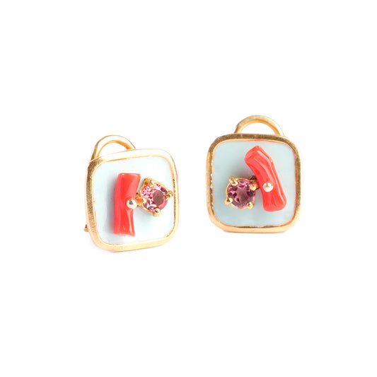 Light blue square earrings Color