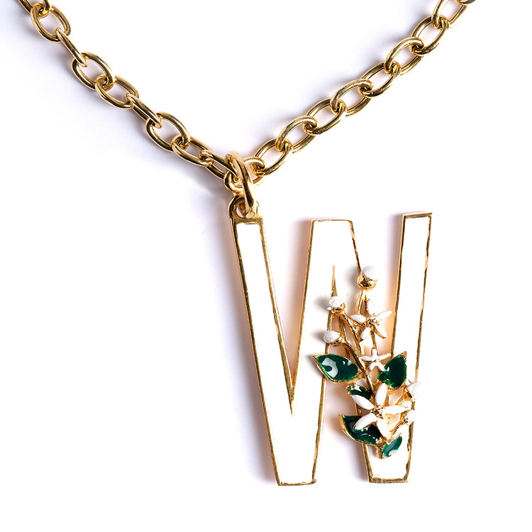 Letter W pendant with Orange Blossom