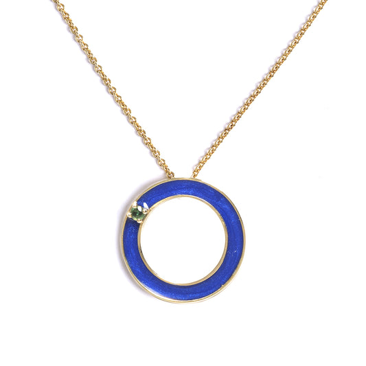 Girocollo Azzurro con Smeraldo Verde Cerchio