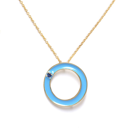 Girocollo Turchese con Zaffiro Blu Cerchio