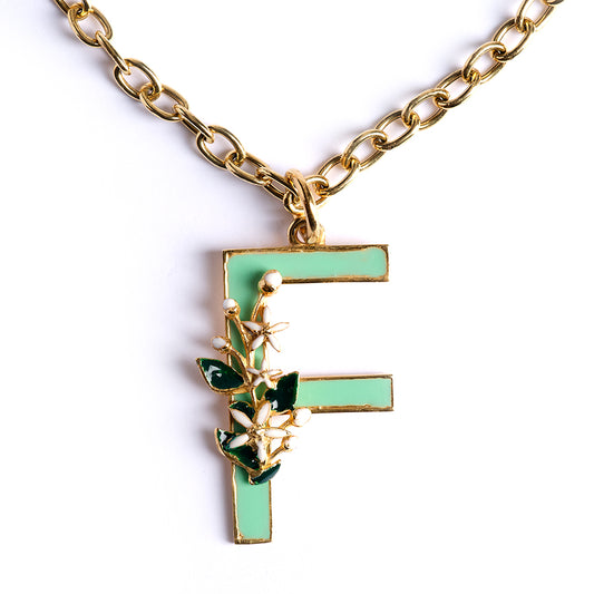Ciondolo Lettera F con Zagara Bloom