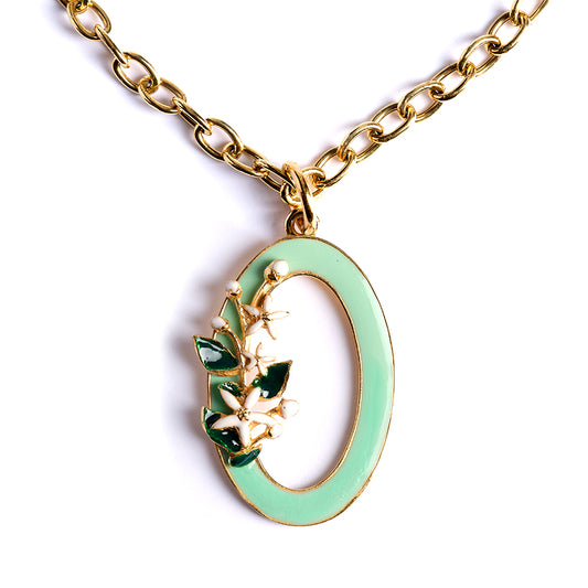 Letter O pendant with Orange Blossom
