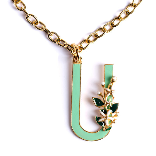 Letter U pendant with Orange Blossom