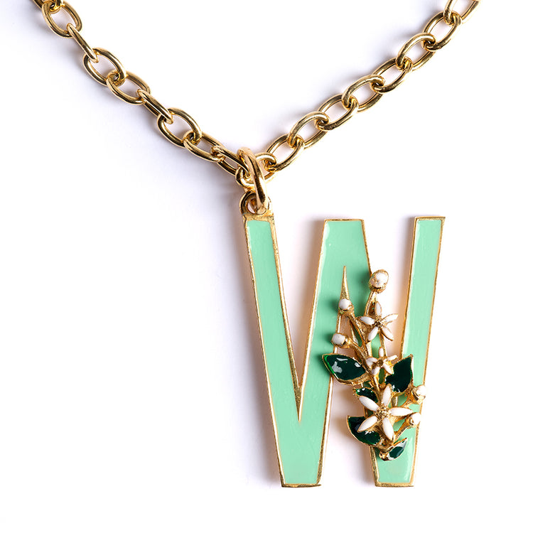 Letter W pendant with Orange Blossom