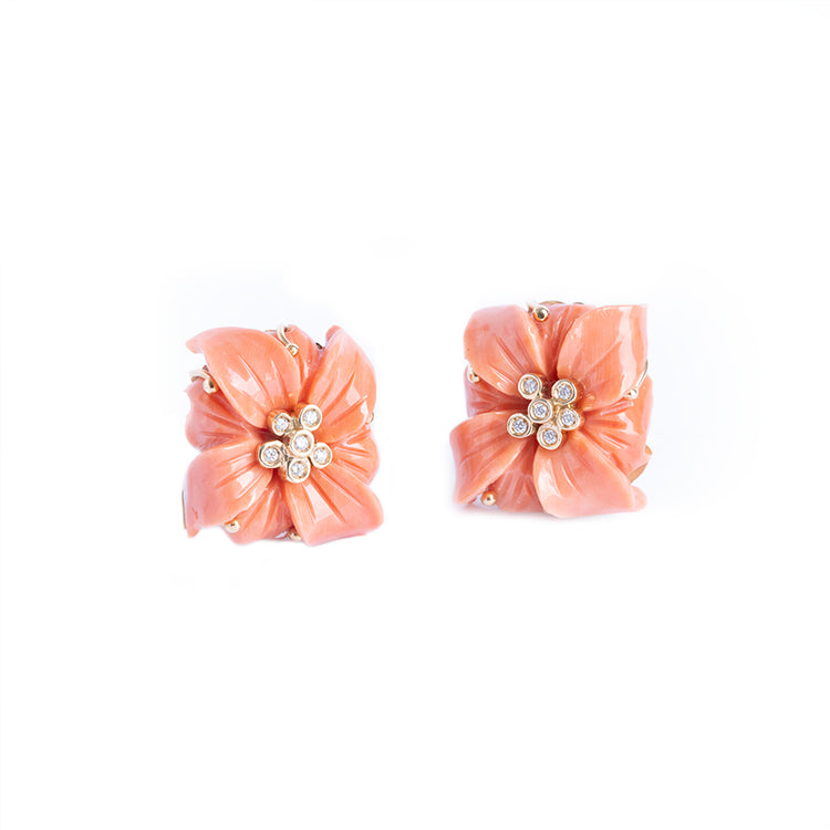 Living Coral Flower Earrings
