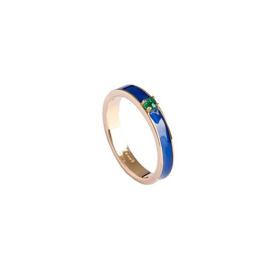 Blue Ring with Green Emerald Circle