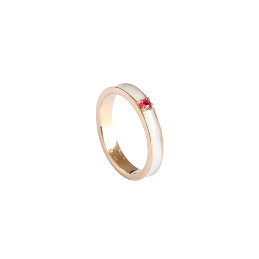 White Ring with Red Ruby Circle