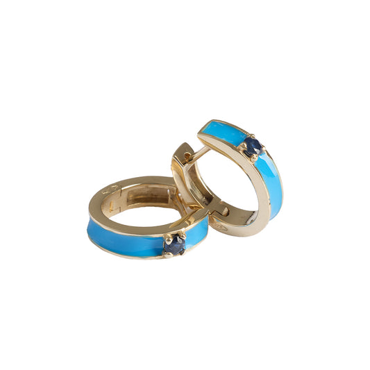 Turquoise Circle Earring with Blue Sapphire