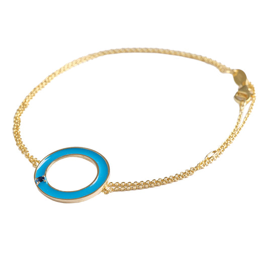 Turquoise Bracelet with Blue Sapphire Circle