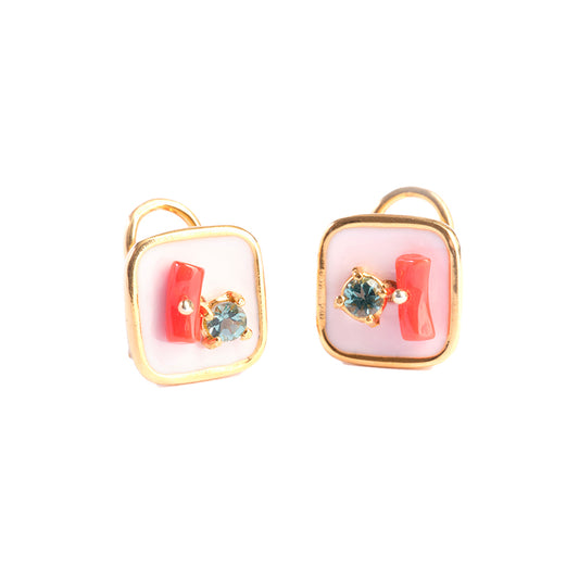 Pink square earrings Color