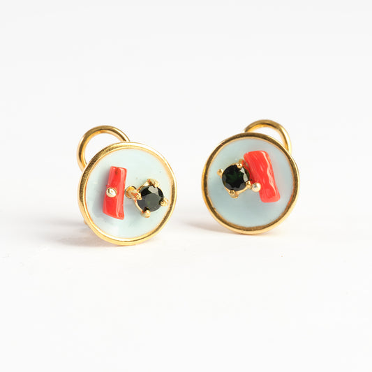 Round earrings in light blue colour