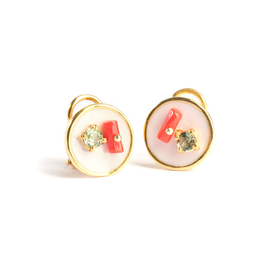 Pink color round earrings