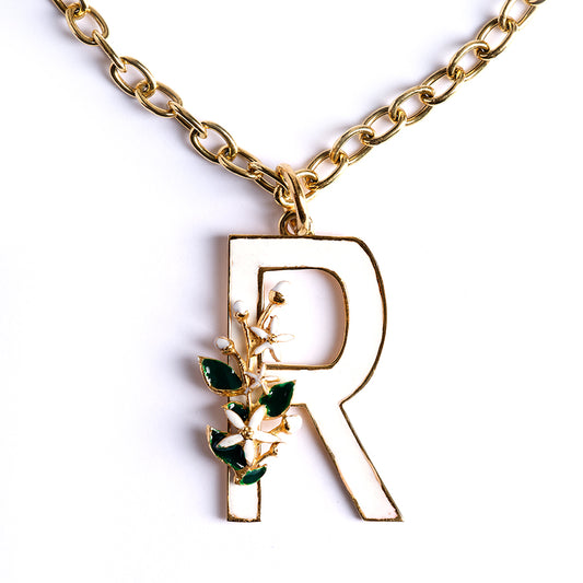 Letter R pendant with Orange Blossom