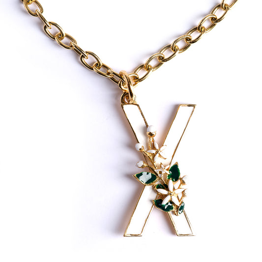Letter X pendant with Orange Blossom