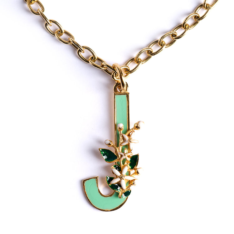 Pendant with Letter J with Zagara Bloom