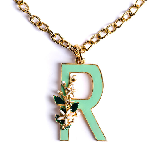 Letter R pendant with Orange Blossom