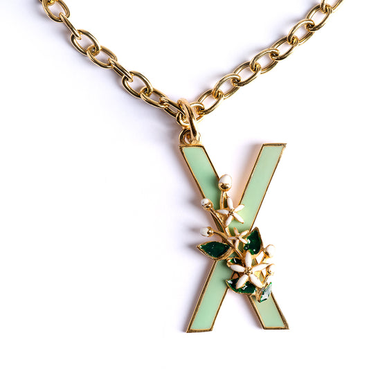 Letter X pendant with Orange Blossom