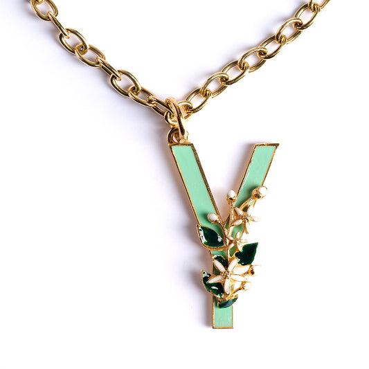 Letter Y pendant with Orange Blossom Bloom